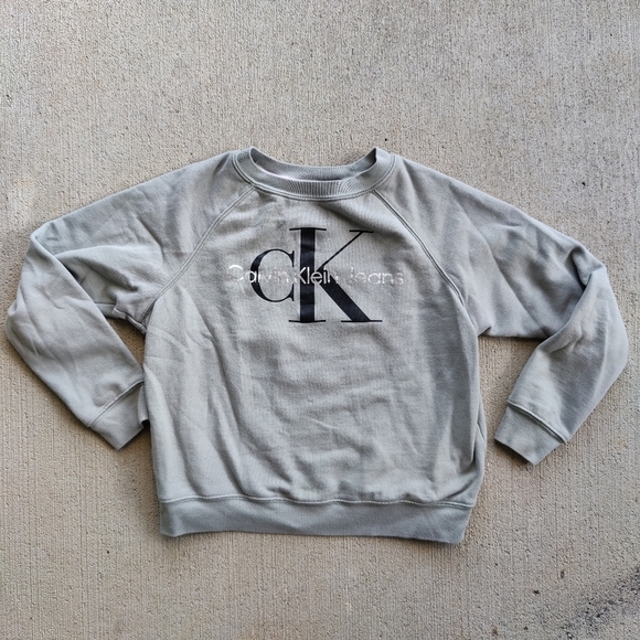 Calvin Klein Sweatshirt CK Classic Crewneck Sweater Gray Pullover Womens Small S - Picture 1 of 8